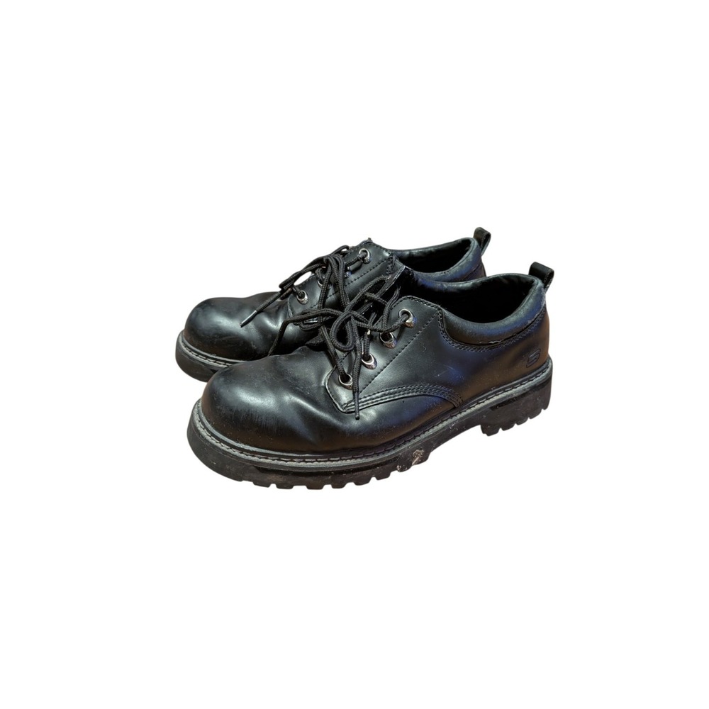 VTG 90s y2k Black Leather Skechers Jammer Oxford Chunky Platform Shoes Men 10.5